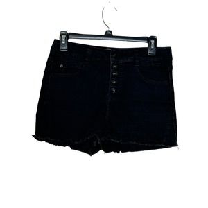 Rewind Women's Shorts‎ Frayed Hems Button Fly Wedge Vintage Denim Black Size 9